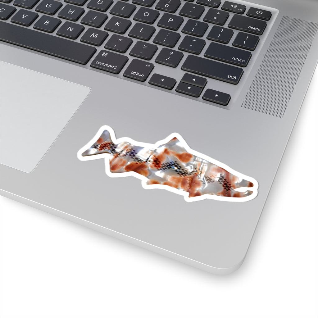 Red Salmon Basket Design Sticker, alternate view