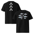 Unisex Nur Abalone Tee: salmon hand-carved from California red abalone