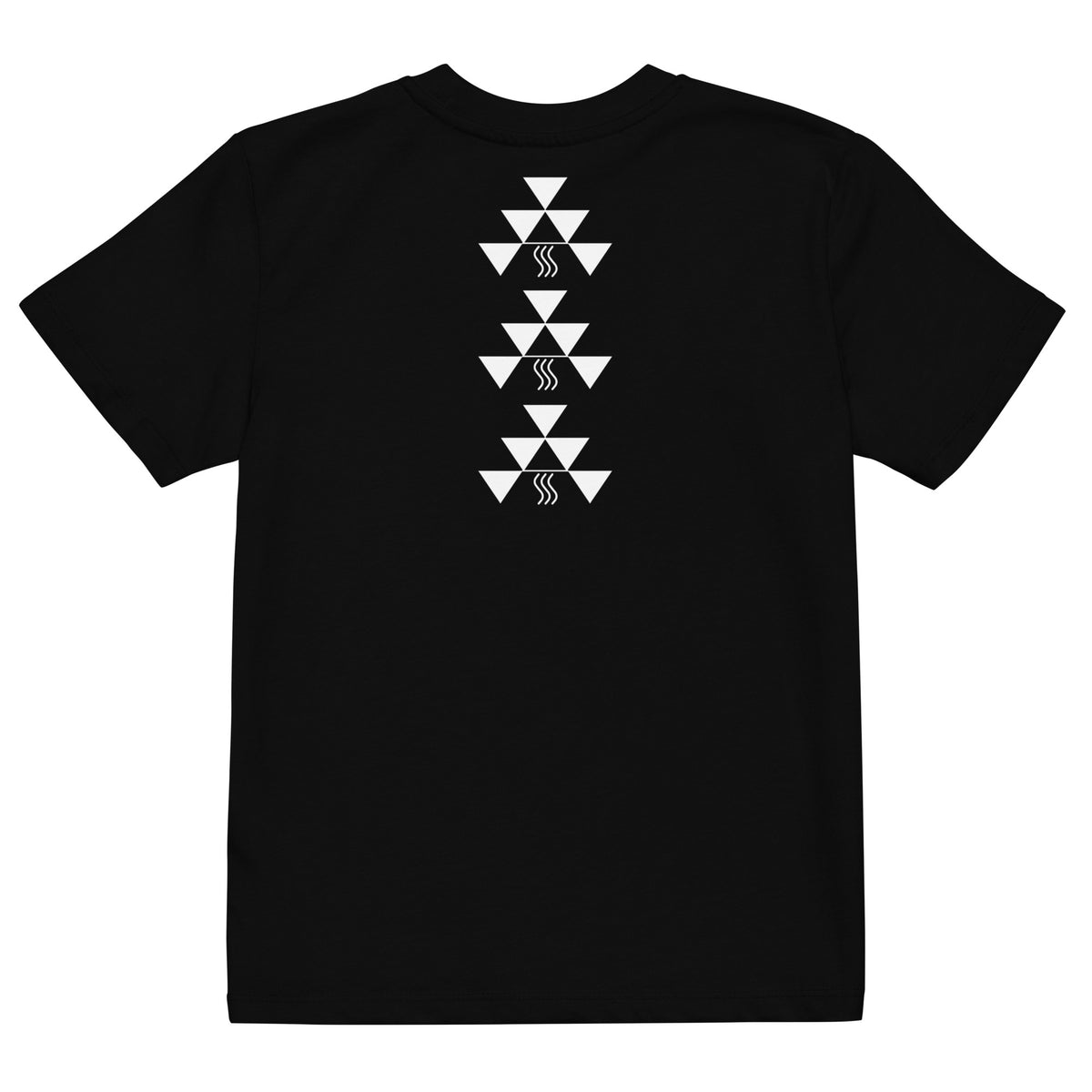 Youth Salmon Return Tee, back, black organic cotton