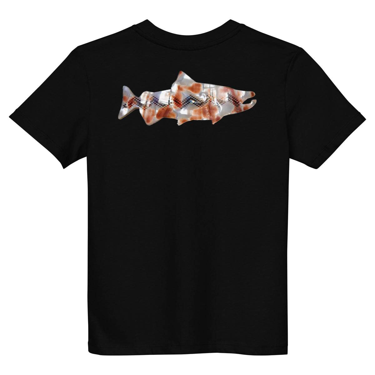 Youth Red Abalone Tee, back, black organic cotton