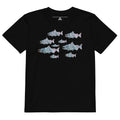 Youth Salmon Return Tee, front, black organic cotton