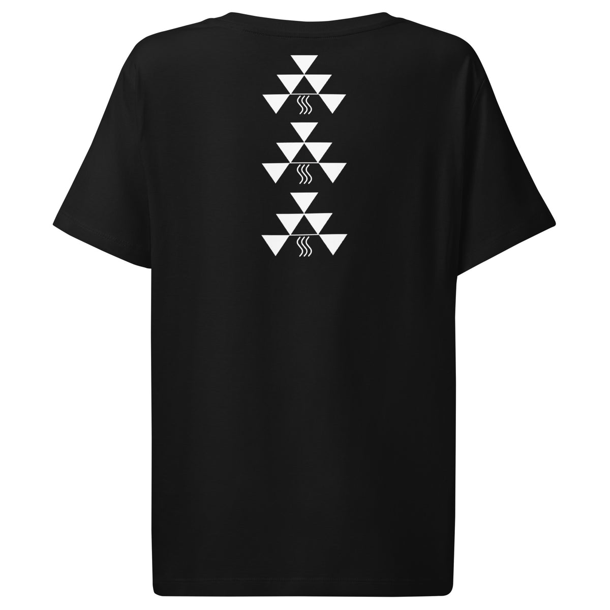 Women's Red Salmon Basket Tee, back, black organic cotton